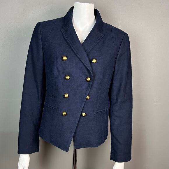Banana Republic Blazer Jacket women's size 12 military blue gold buttons double - Picture 2 of 15